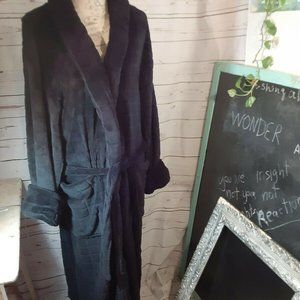 American Essentials L XL Plush Robe Pockets Black